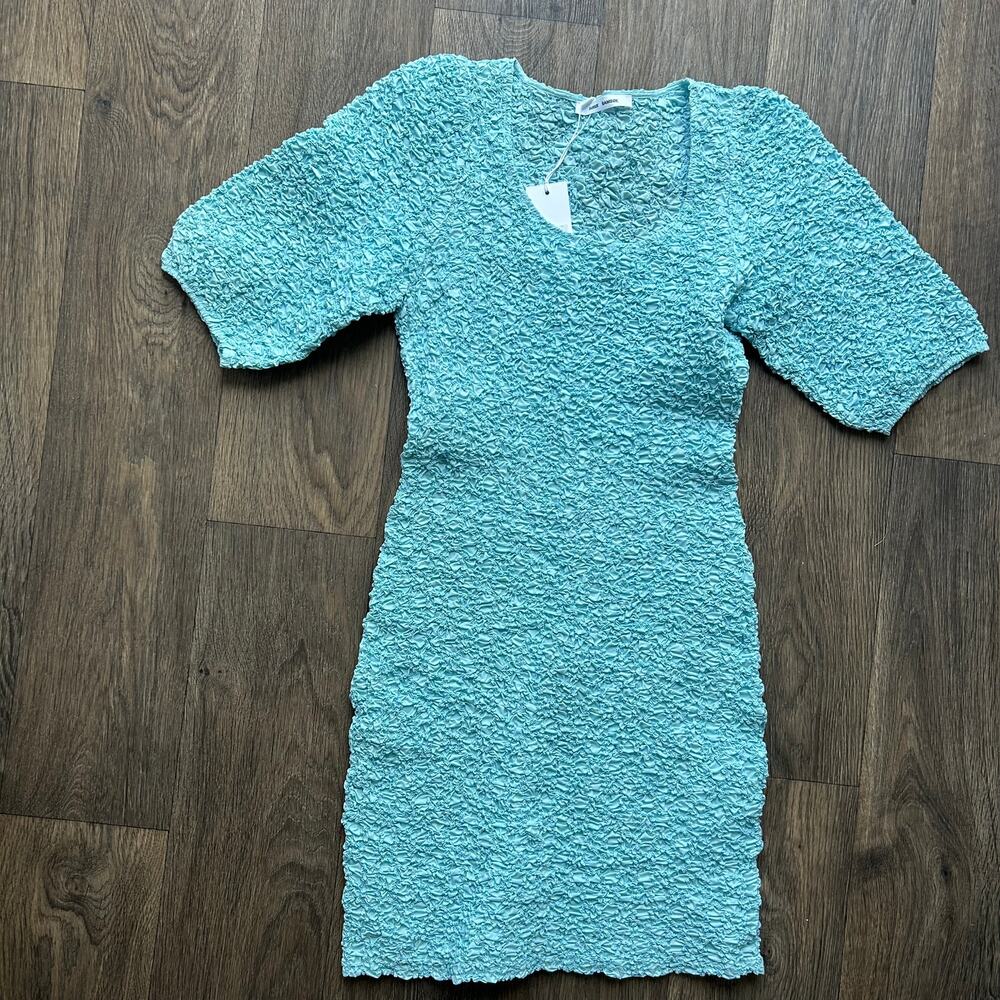 🥶 Samsoe Samsoe Blue Sophia Textured Bodycon Dress Size Small